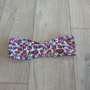 Frankie's Bikinis Floral Cinched Strapless Bandeau Bikini Top size L